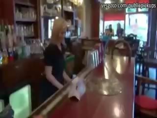 Provocative Blonde Barmaid Payed For Hardcore x rated clip With Stranger
