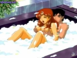 Hentai punapää ottaa seksi video- elokuva sisään kylpy