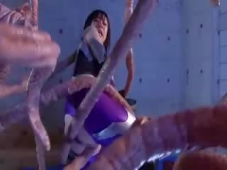 Huge tentacle and big Titty asian porn lady