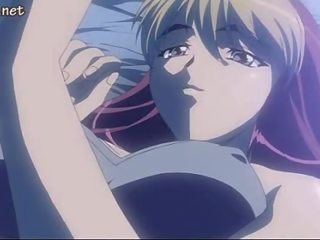 Blondýnka anime nymfomanka bere obrovský manhood