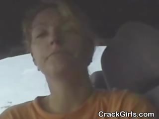 Marriageable Blonde Crack prostitute Sucking prick In Public Car