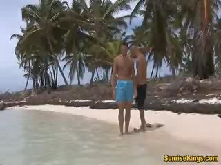 Two adolescents fucks blondie Rough on the beach