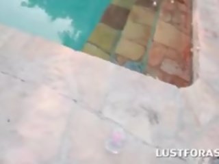 Oily Butt Choco strumpet Eating Fat dick By The Pool
