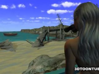 Foxy 3D lesbian feature gets licked while on a boat