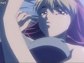 Blondýnka anime nymfomanka bere obrovský člen