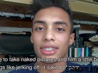 Delightful young Latino has his first gay X rated movie