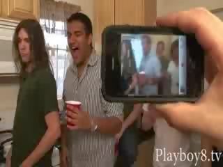 Bunch of libidinous girls playing beer pong game and group adult video movie
