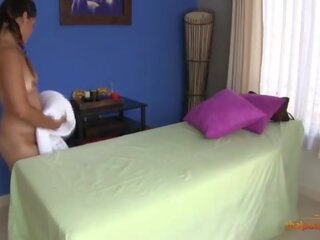 Beautiful Thai lassie seduced and fucked by her masseur