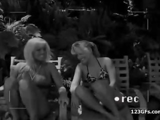 Concupiscent girlfriends gets DP and facialized at pool