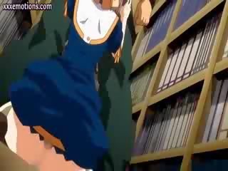 Hentai sucking a johnson in the library