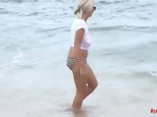 Chloe goes topless on a day at the beach - Public sex movie