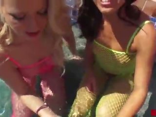 Anikka Albright and Megan Rain Share a pecker Poolside 24 MIN