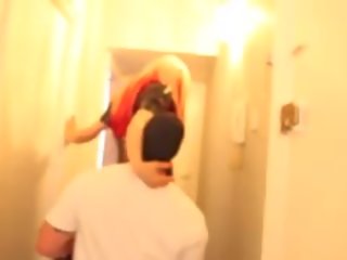 Shemale transexual opening the door to her slave bitch